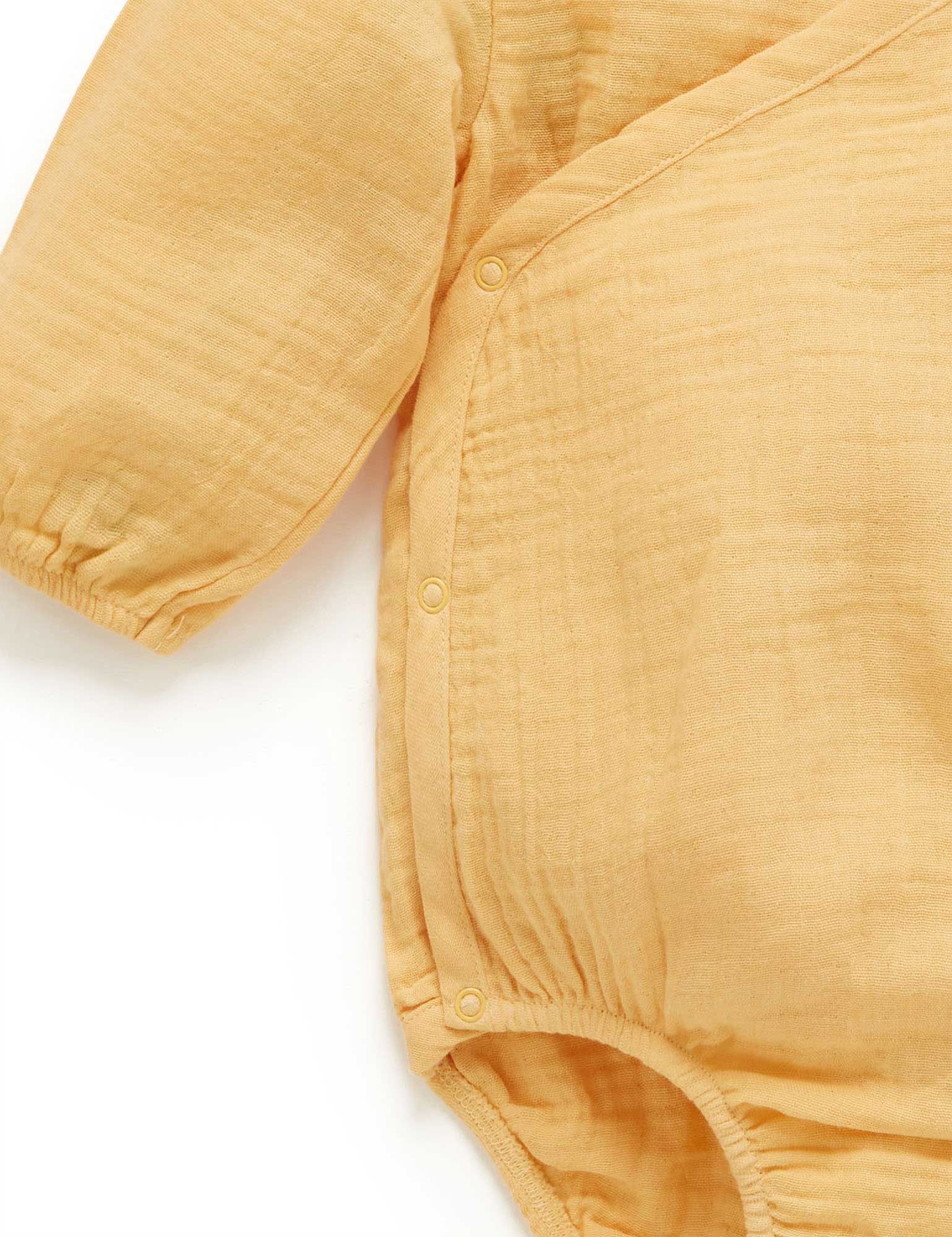 Crinkle Wrap LS Bodysuit  - Gold