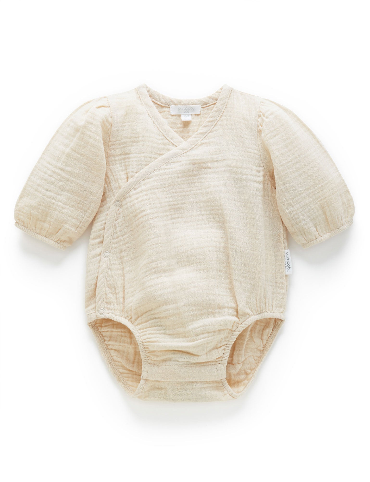 Crinkle Wrap LS Bodysuit  - Wheat