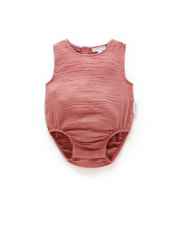 Crinkle Sleeveless Bodysuit - Crabapple