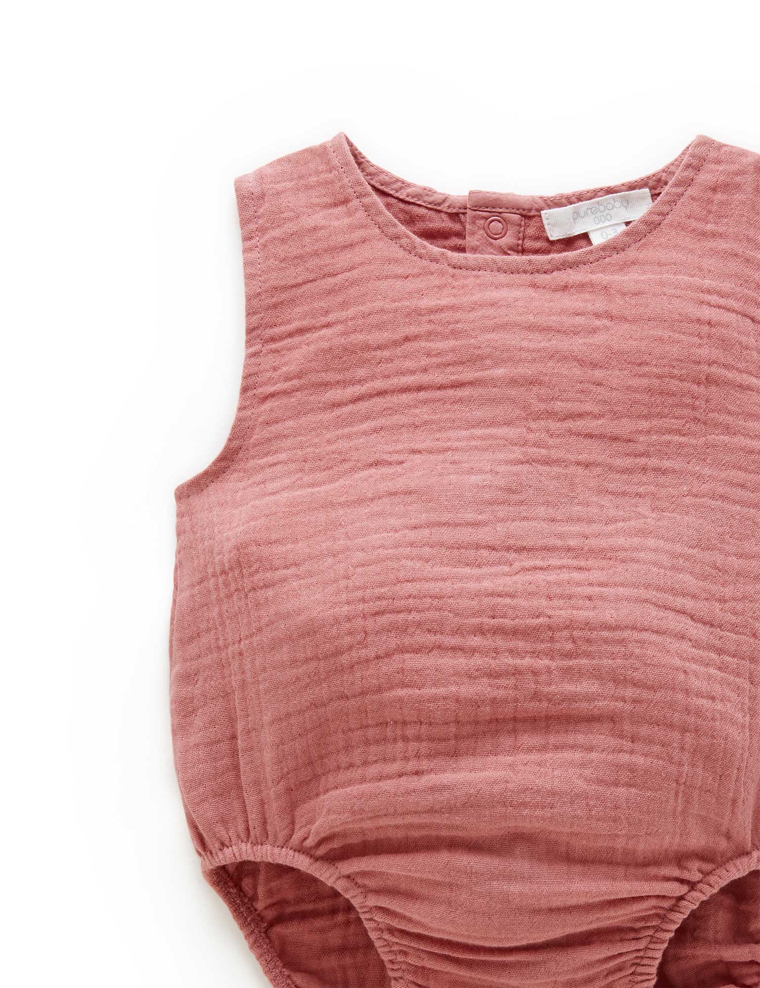 Crinkle Sleeveless Bodysuit - Crabapple
