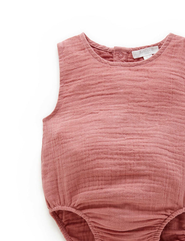 Crinkle Sleeveless Bodysuit - Crabapple