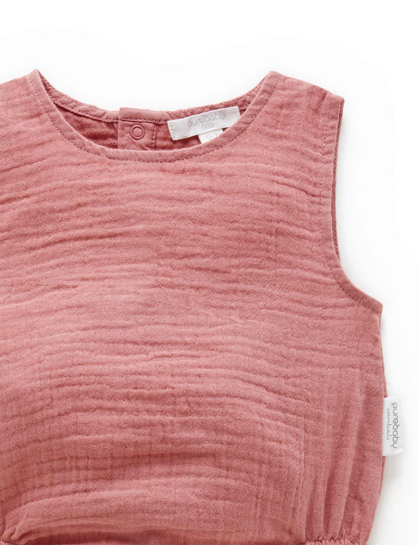 Crinkle Sleeveless Bodysuit - Crabapple