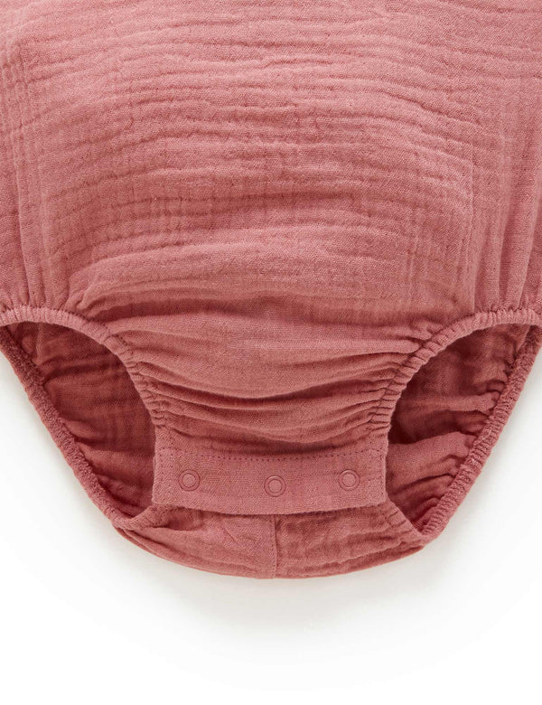 Crinkle Sleeveless Bodysuit - Crabapple