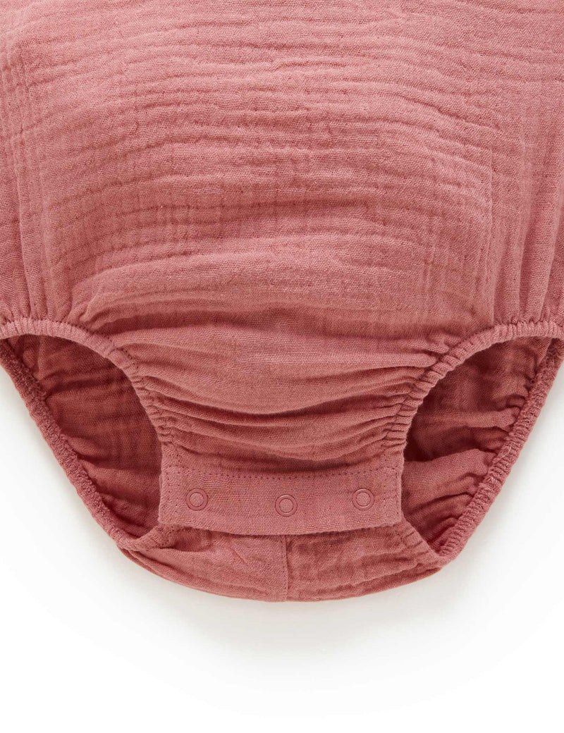 Crinkle Sleeveless Bodysuit - Crabapple