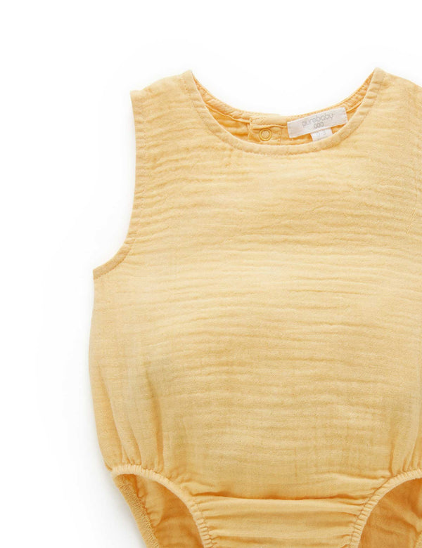 Crinkle Sleeveless Bodysuit - Gold