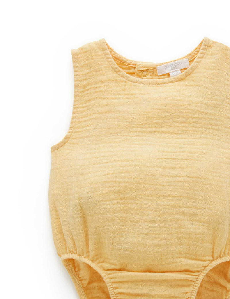 Crinkle Sleeveless Bodysuit - Gold