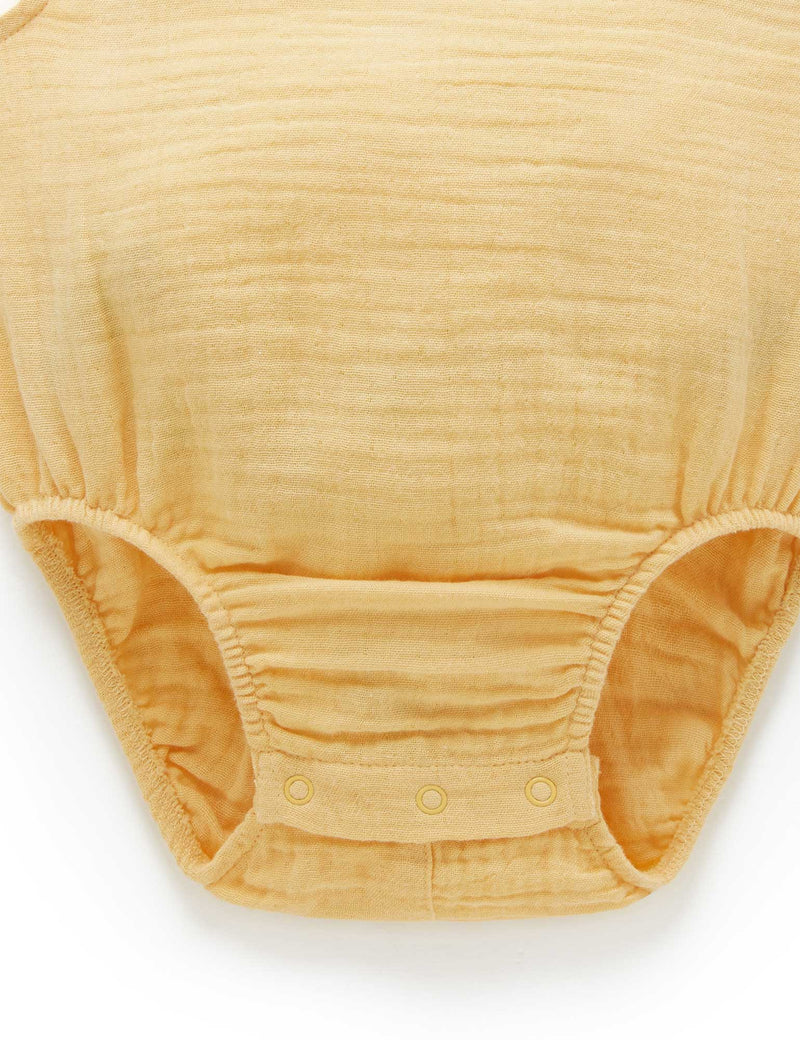 Crinkle Sleeveless Bodysuit - Gold