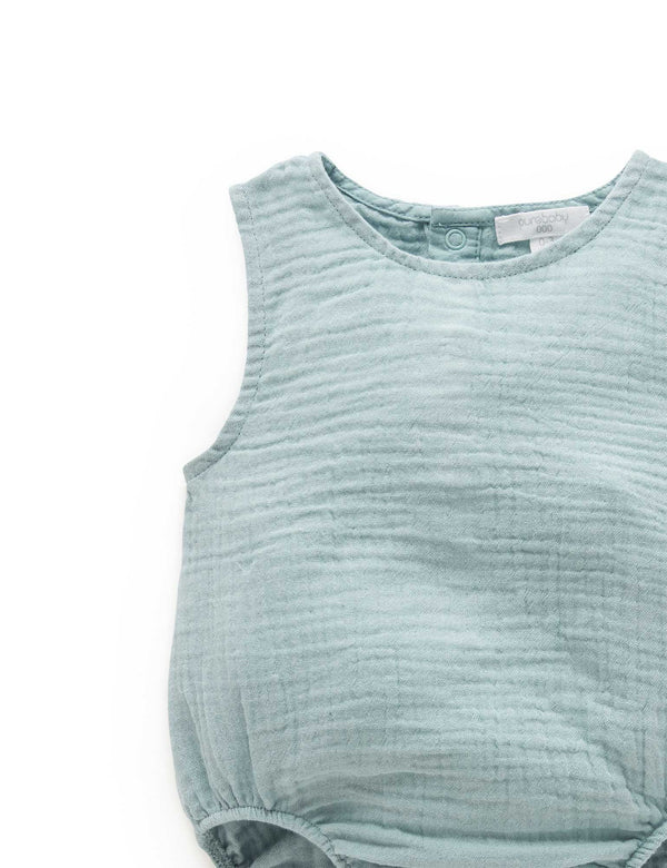 Crinkle Sleeveless Bodysuit - Sage