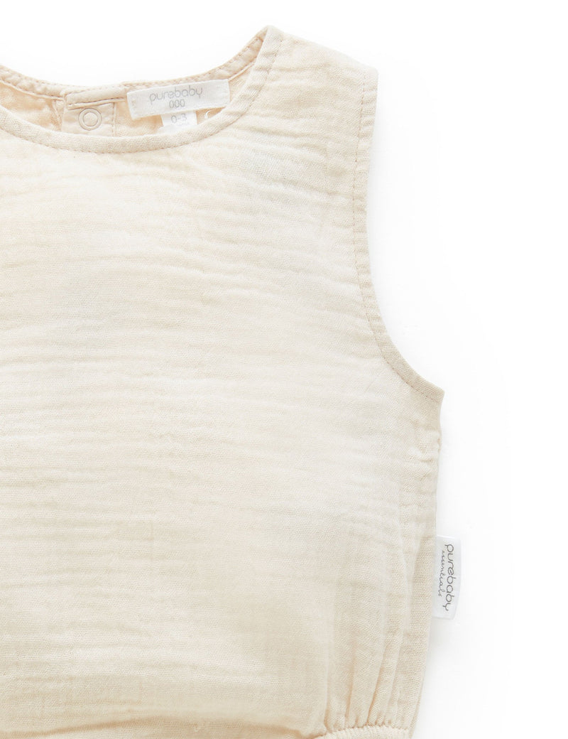 Crinkle Sleeveless Bodysuit - Wheat