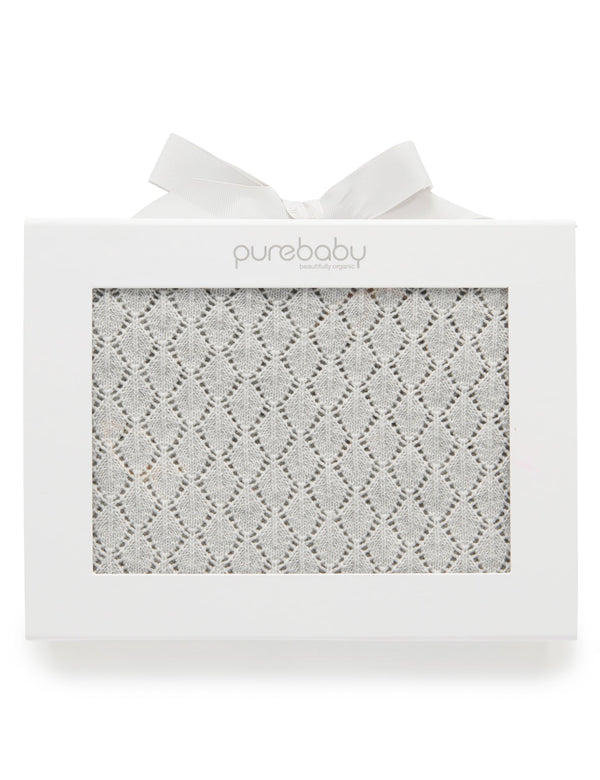 Eyelet Blanket - Pale Grey Melange