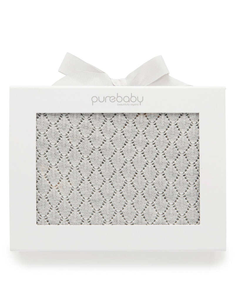 Eyelet Blanket - Pale Grey Melange