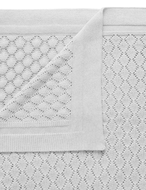 Eyelet Blanket - Pale Grey Melange