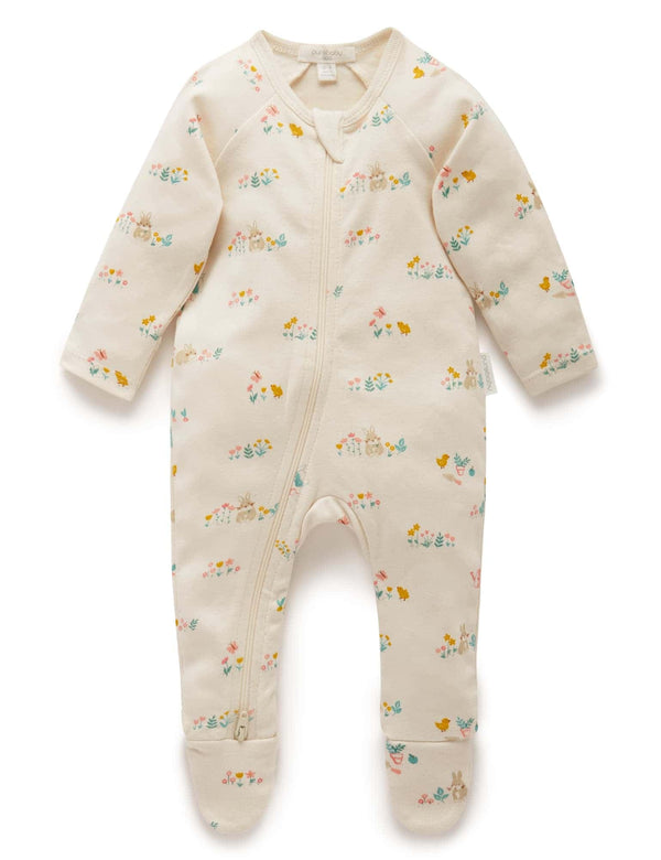 Printed Zip Growsuit - Flower Patch Print