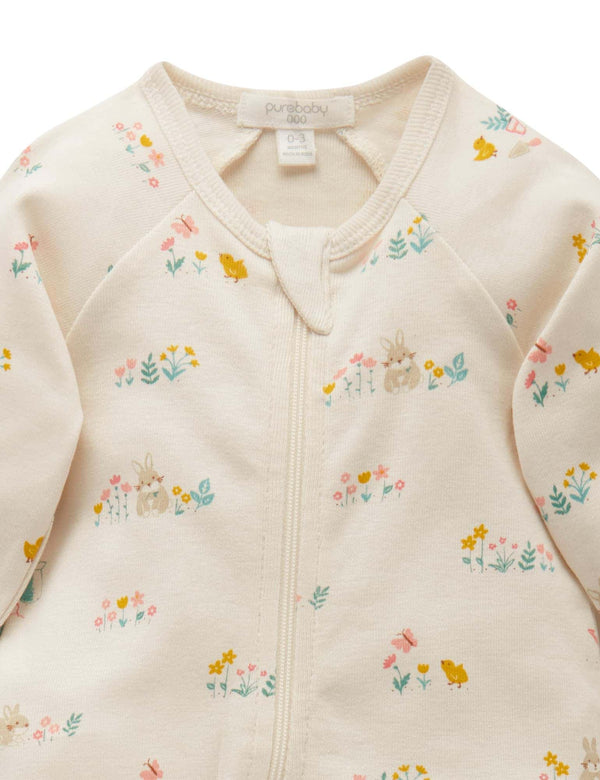 Printed Zip Growsuit - Flower Patch Print
