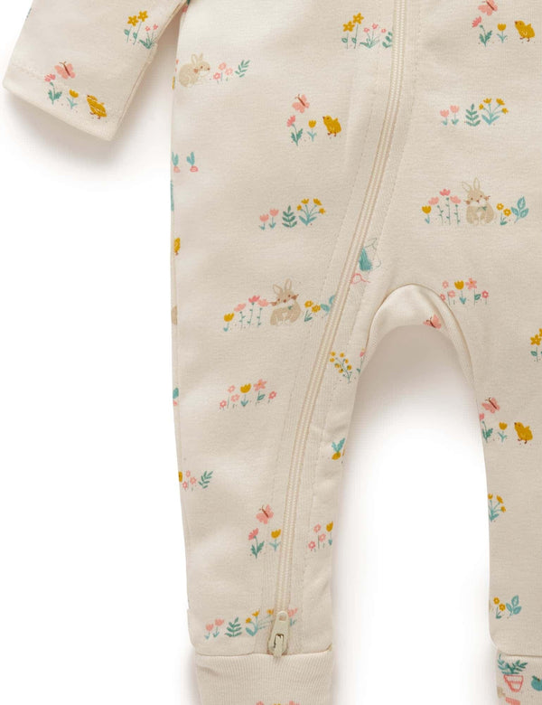 Printed Zip Growsuit - Flower Patch Print