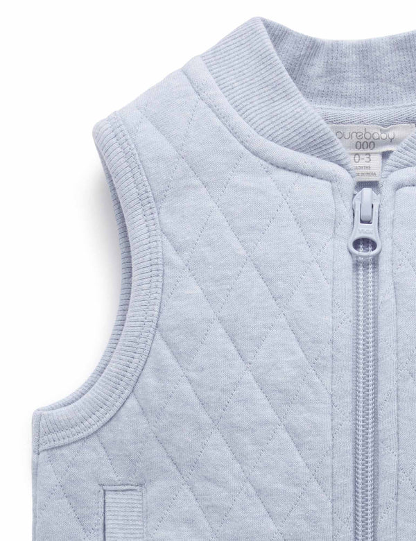 Quilted Vest - Soft Blue Melange