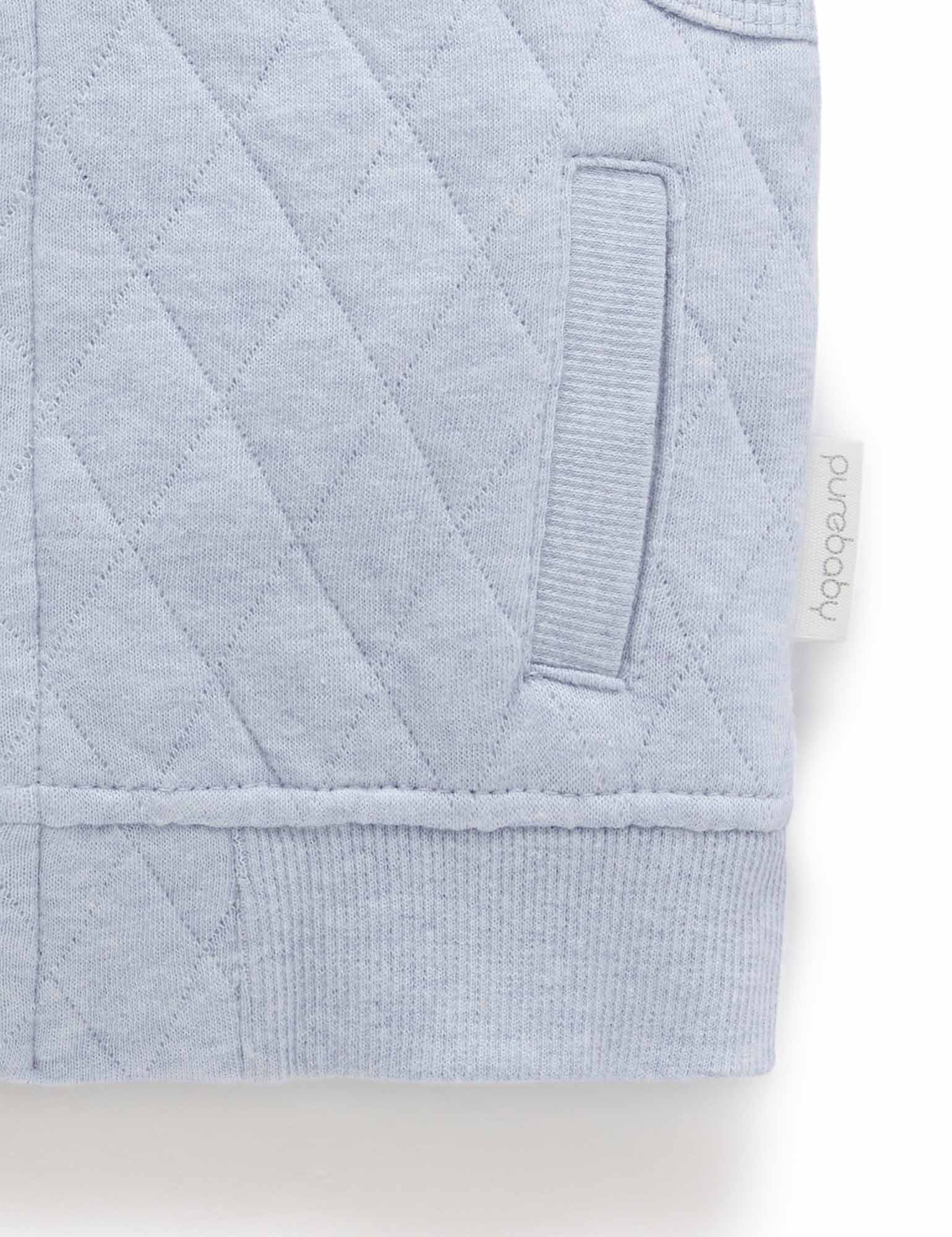 Quilted Vest - Soft Blue Melange