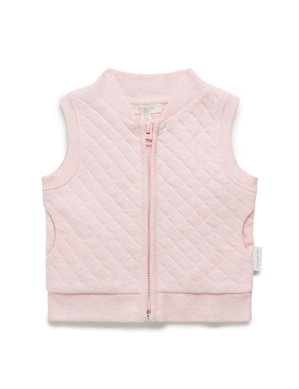 Quilted Vest - Soft Pink Melange