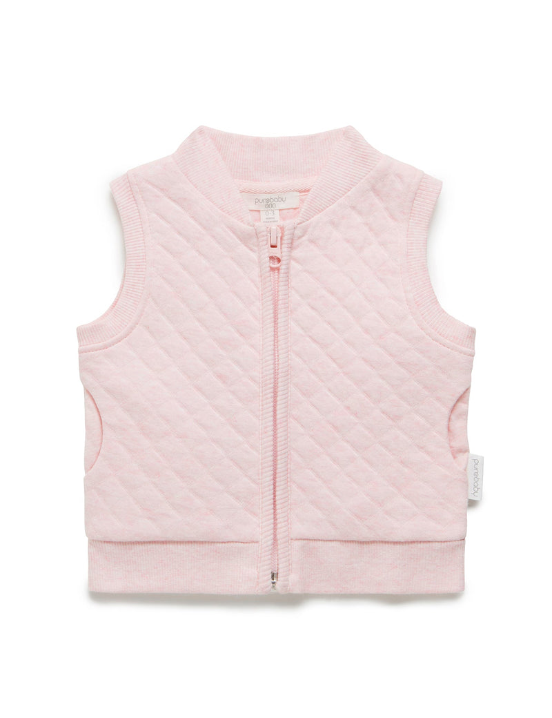 Quilted Vest - Soft Pink Melange