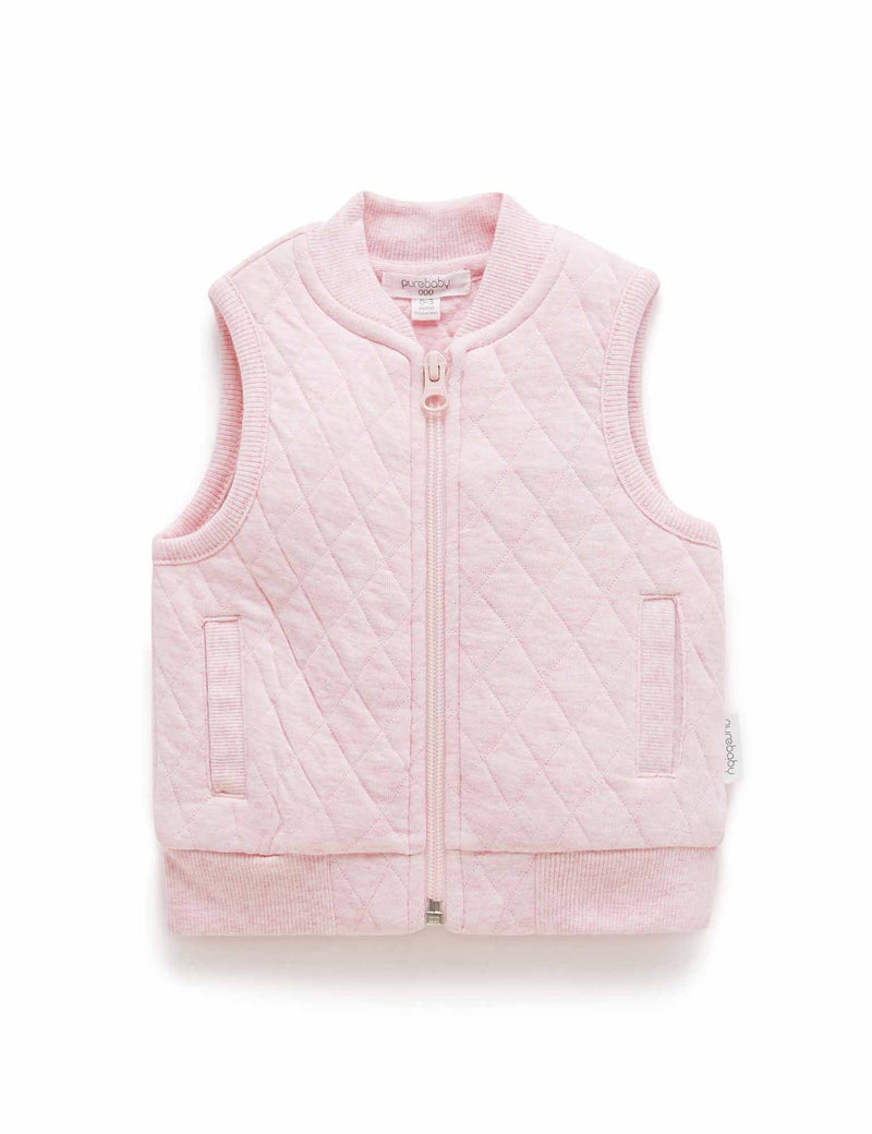 Quilted Vest - Soft Pink Melange
