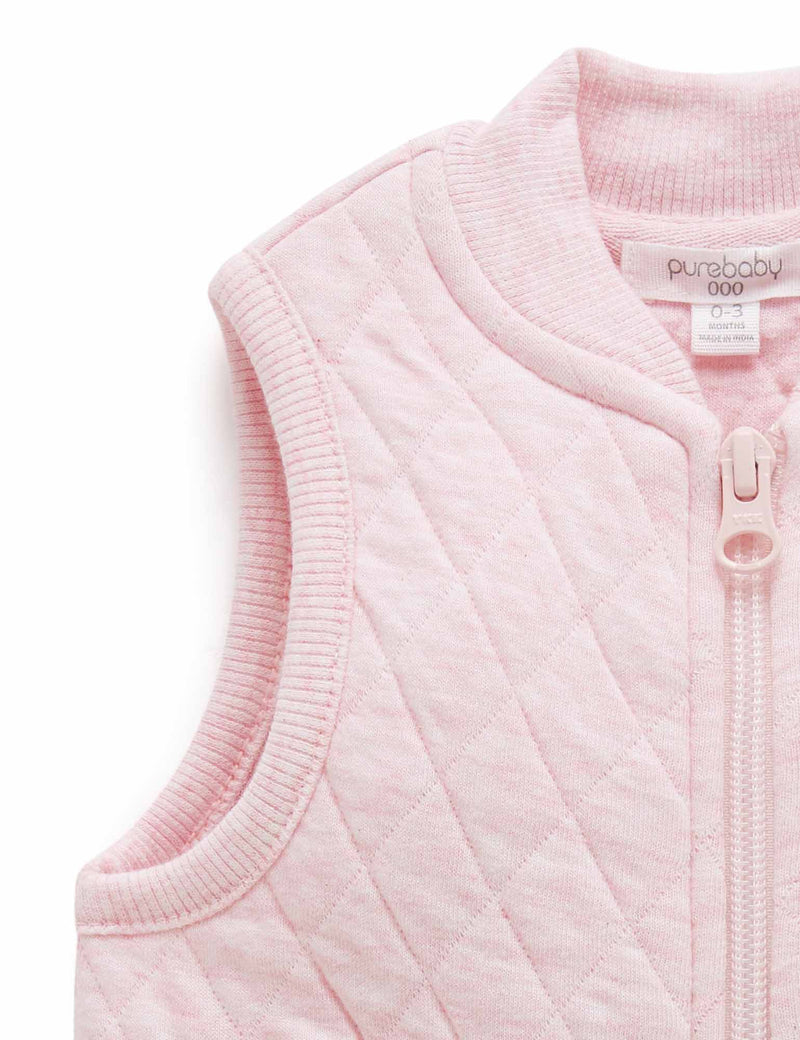 Quilted Vest - Soft Pink Melange