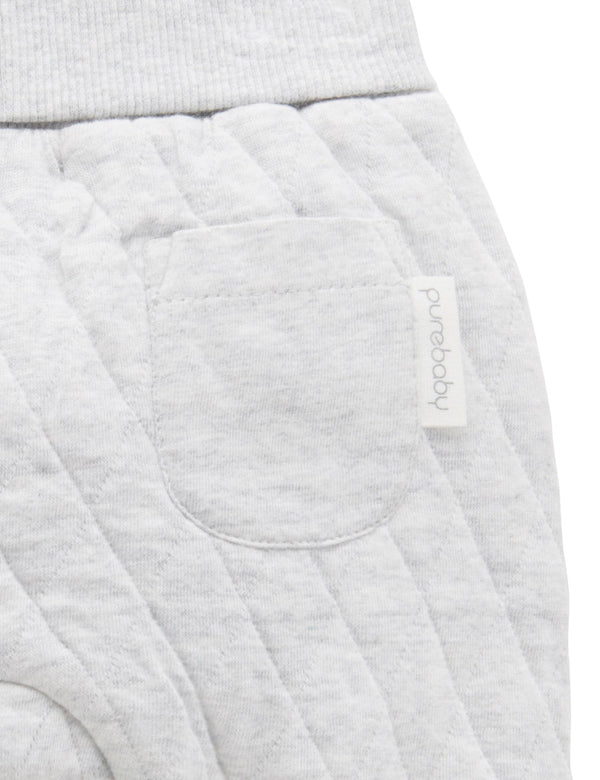 Quilted Pant - Pale Grey Melange