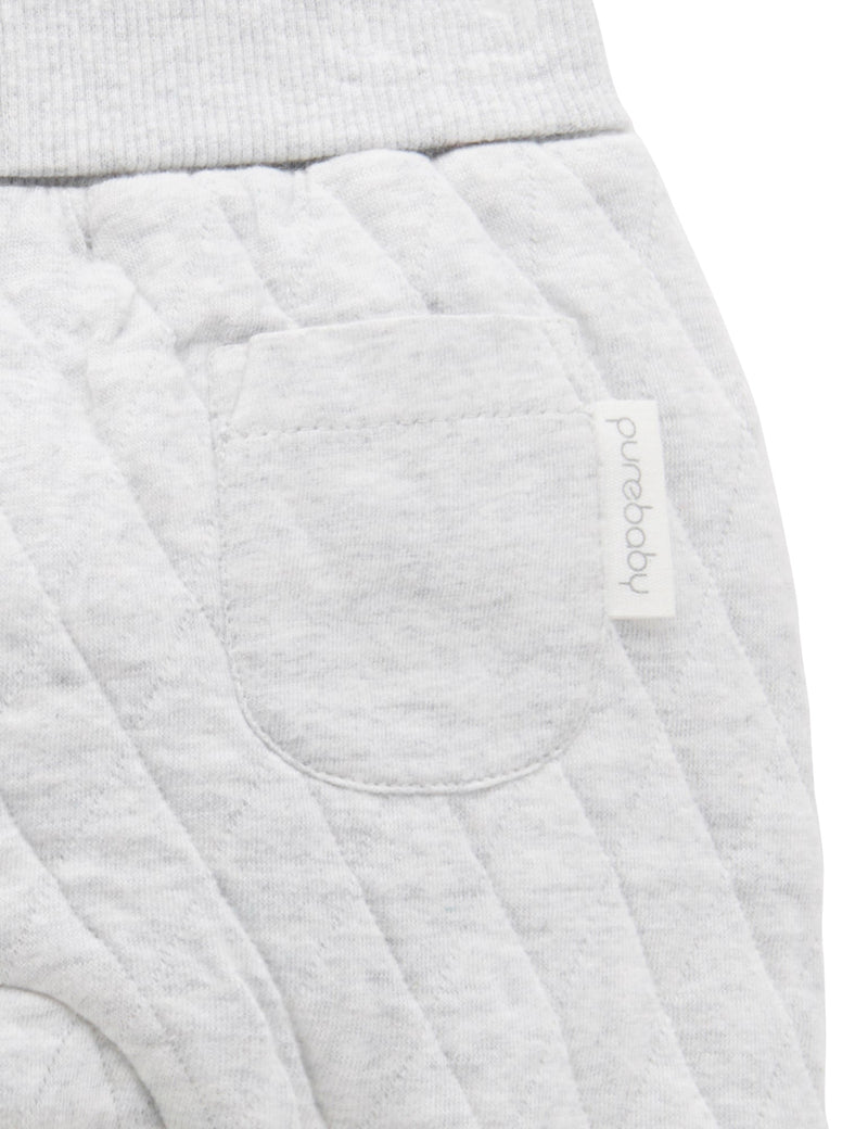 Quilted Pant - Pale Grey Melange