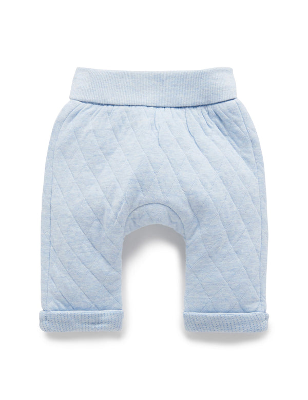 Quilted Pant - Soft Blue Melange