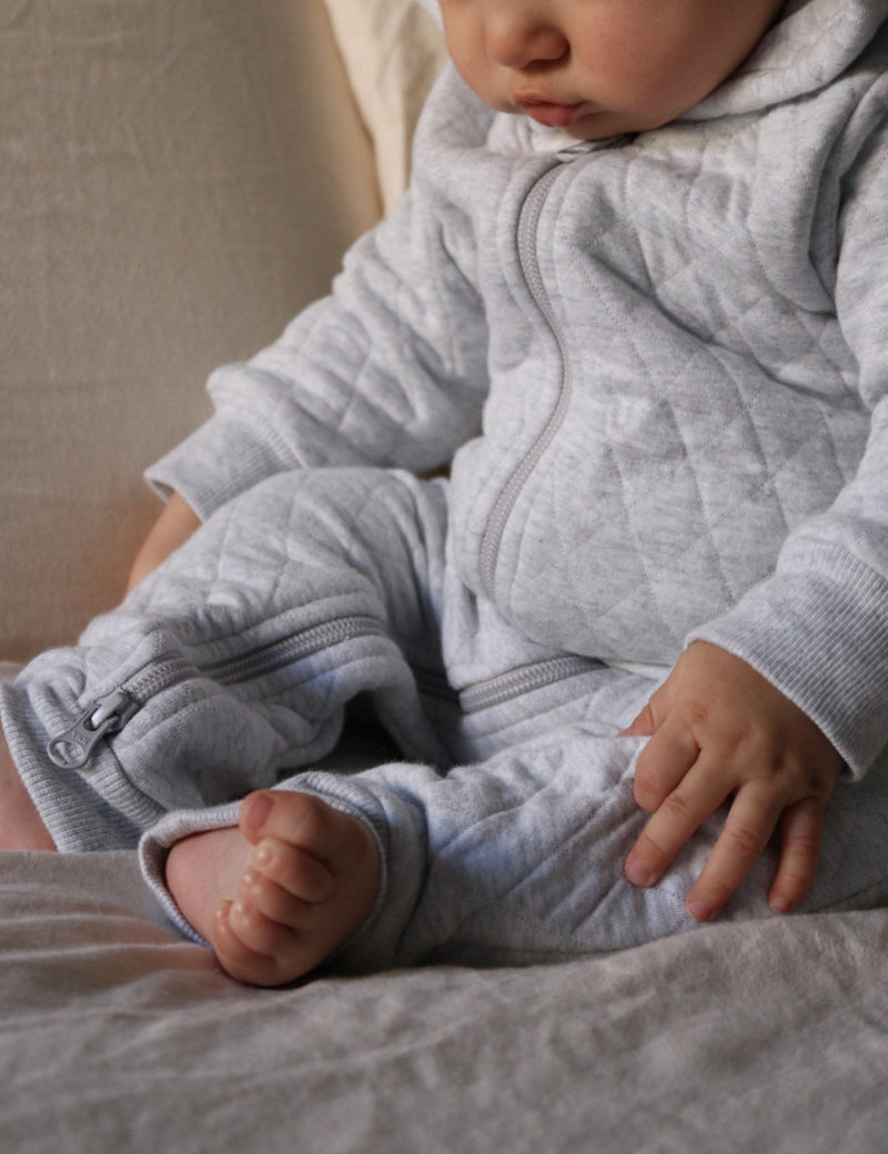 Quilted Growsuit - Pale Grey Melange