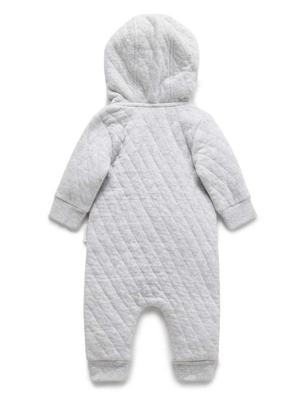 Quilted Growsuit - Pale Grey Melange