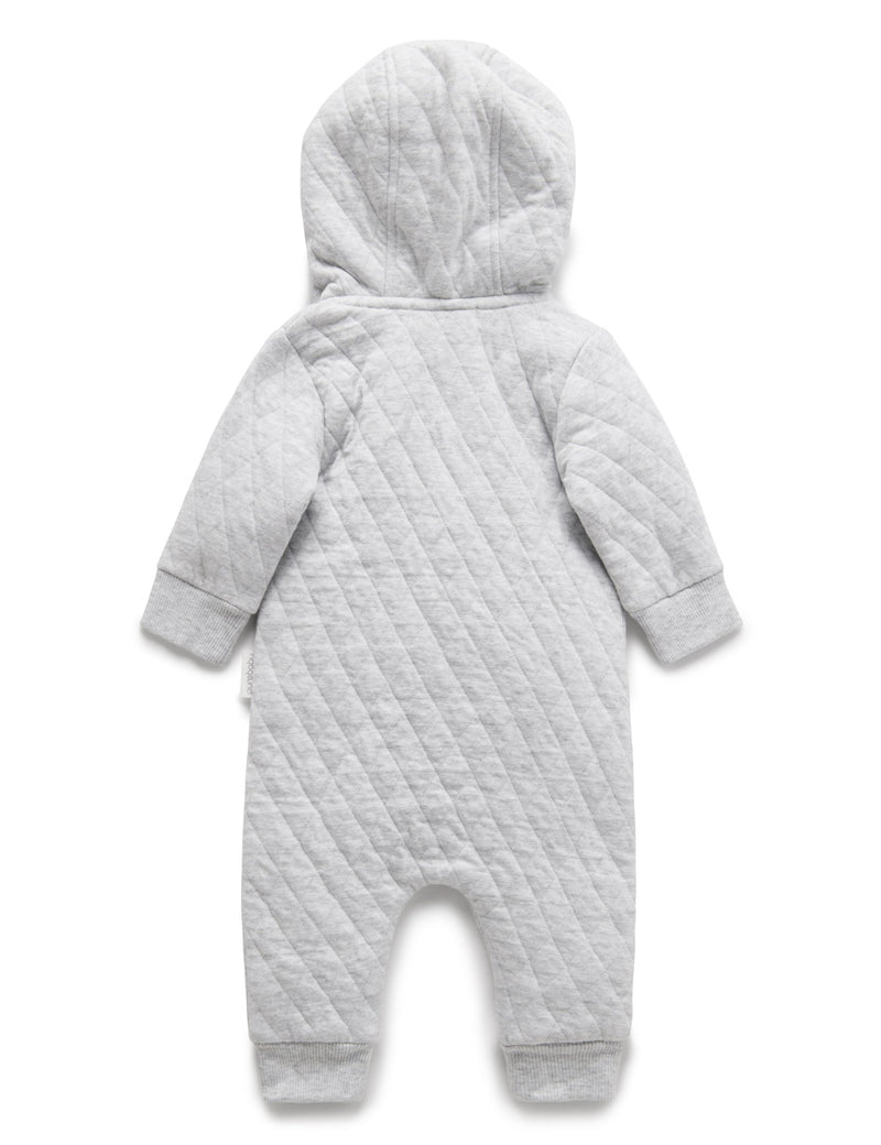 Quilted Growsuit - Pale Grey Melange