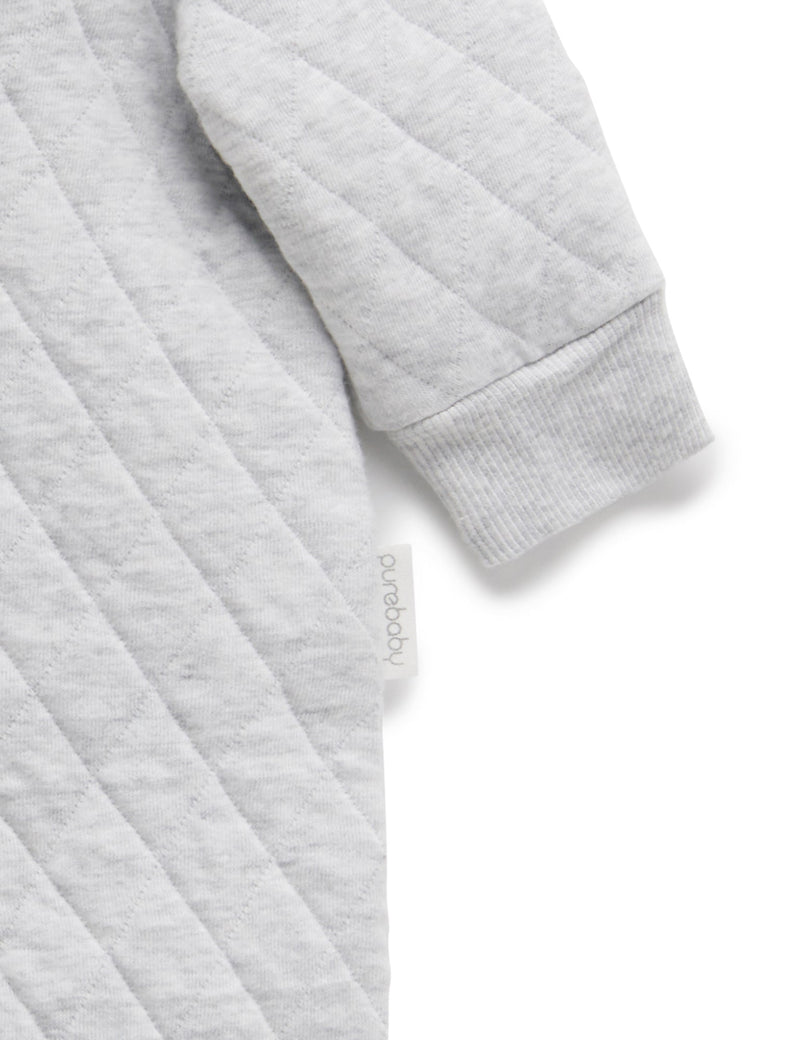 Quilted Growsuit - Pale Grey Melange