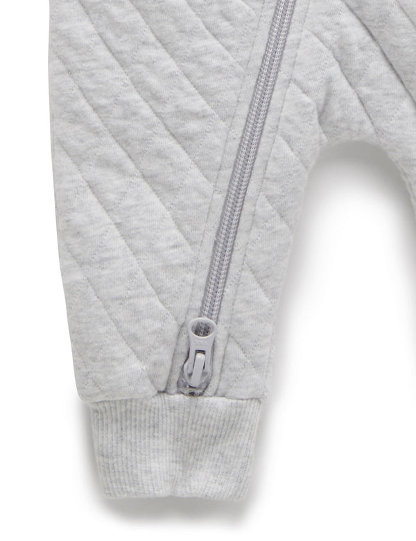 Quilted Growsuit - Pale Grey Melange