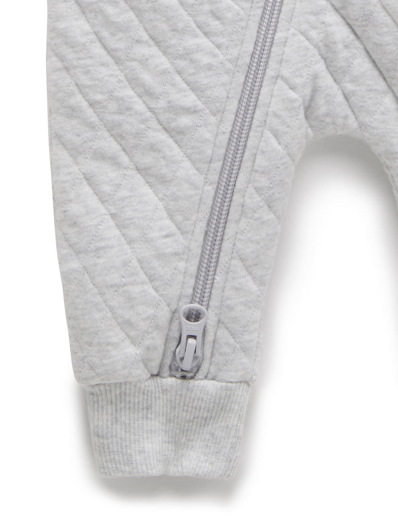 Quilted Growsuit - Pale Grey Melange