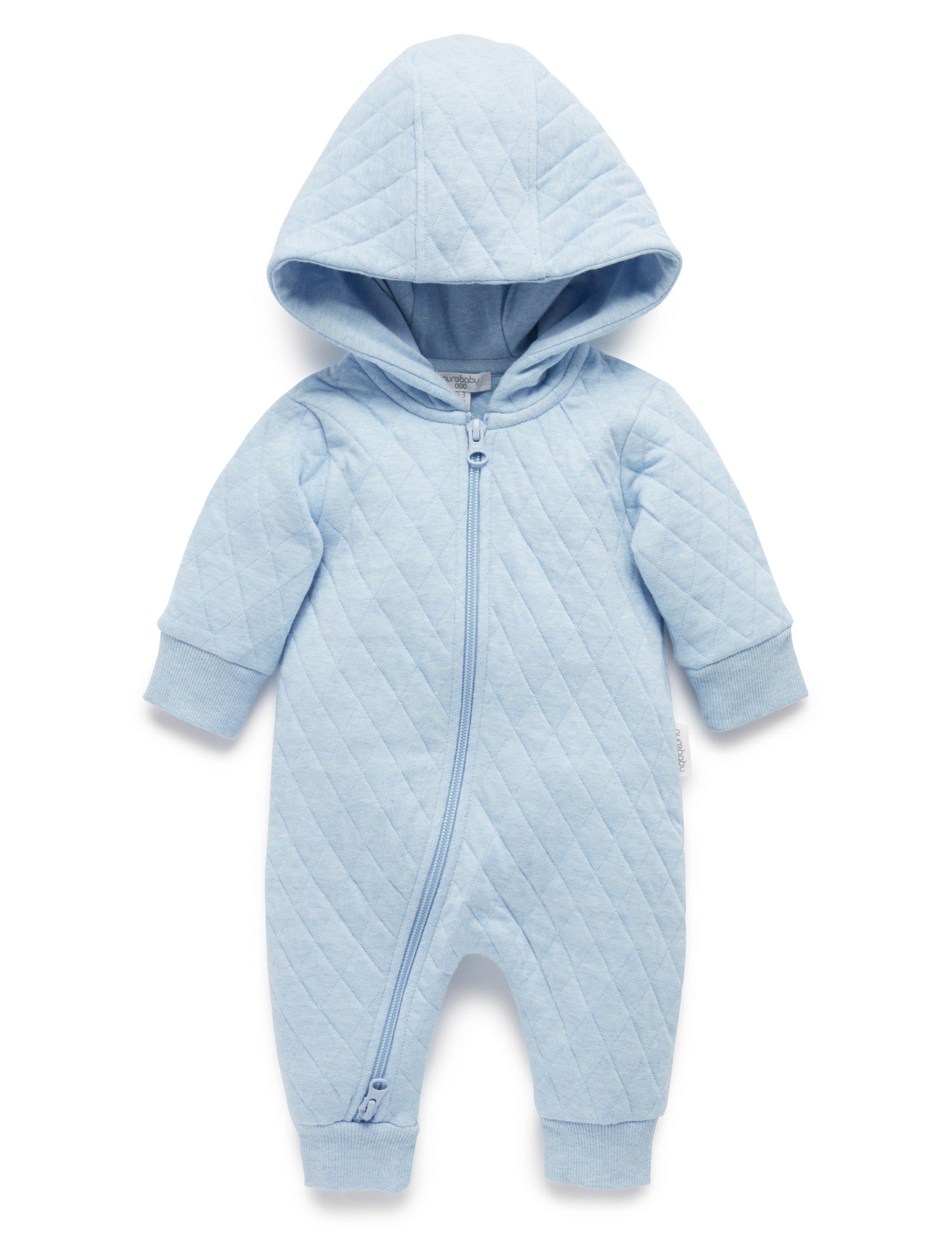 Quilted Growsuit - Soft Blue Melange