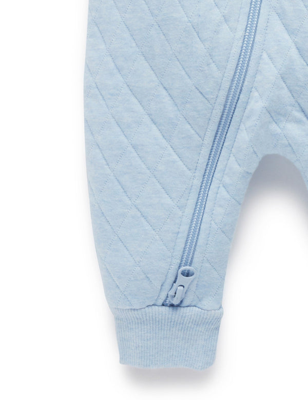 Quilted Growsuit - Soft Blue Melange