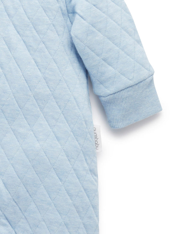 Quilted Growsuit - Soft Blue Melange