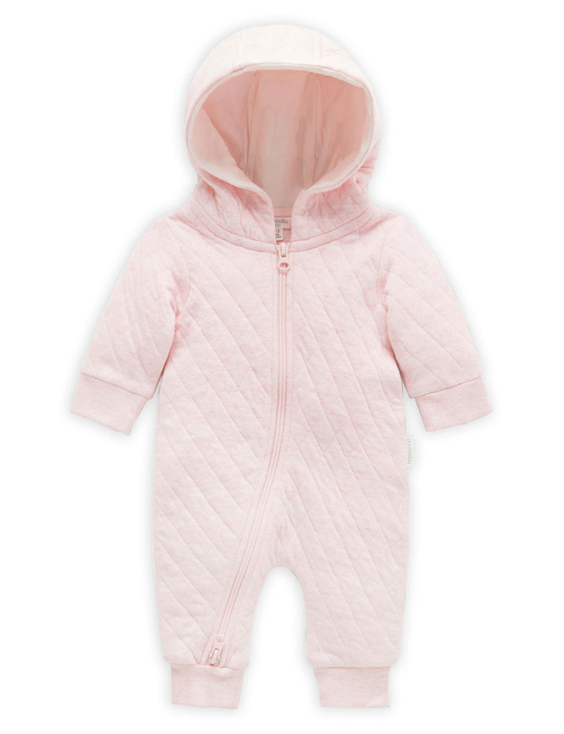 Quilted Growsuit - Soft Pink Melange