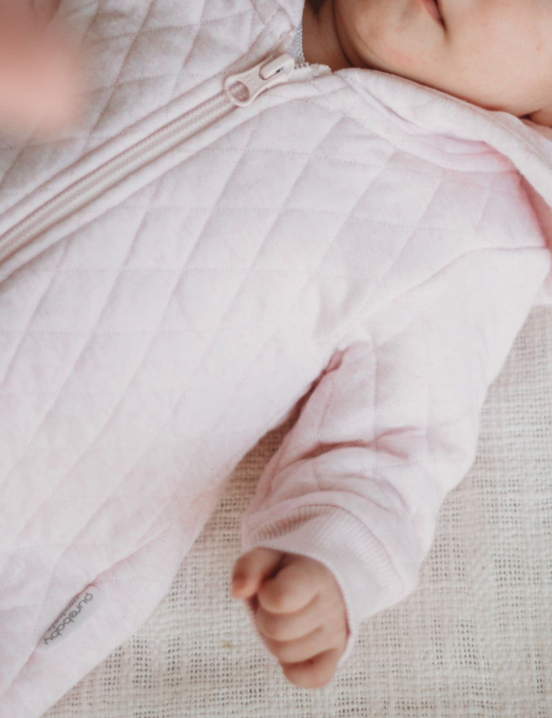 Quilted Growsuit - Soft Pink Melange