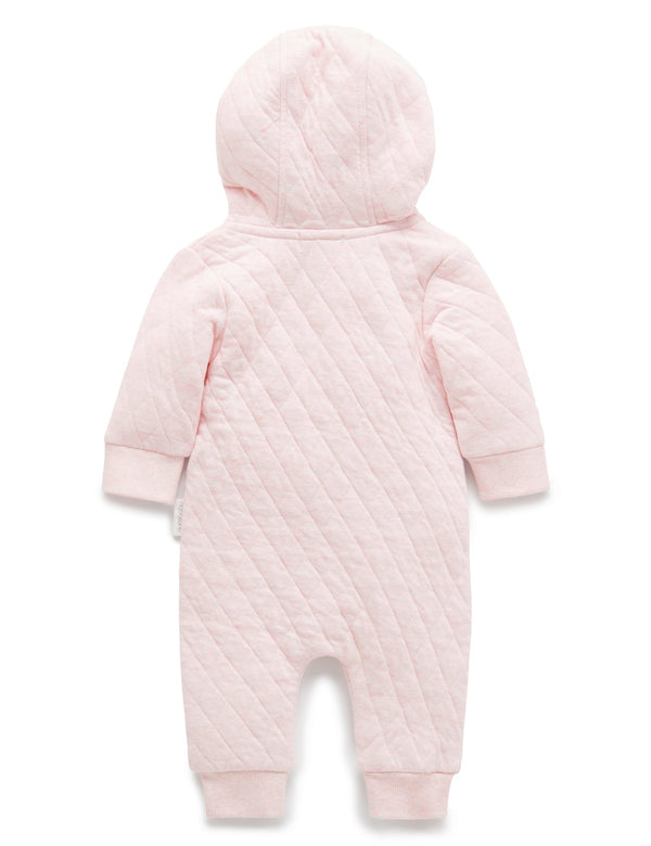 Quilted Growsuit - Soft Pink Melange