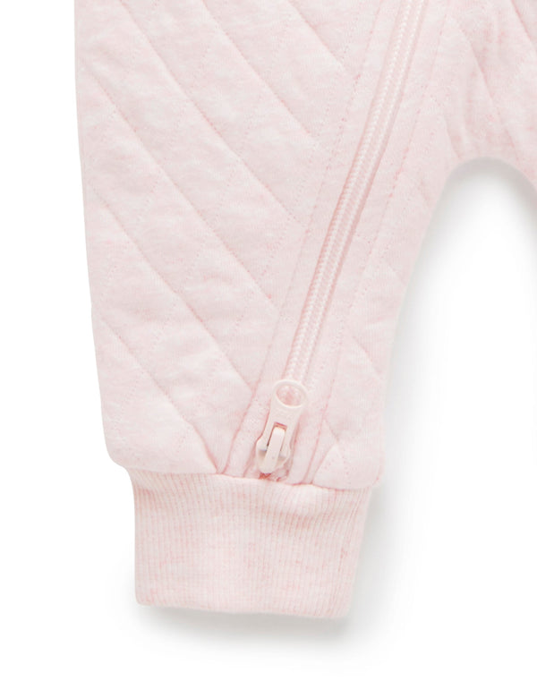 Quilted Growsuit - Soft Pink Melange