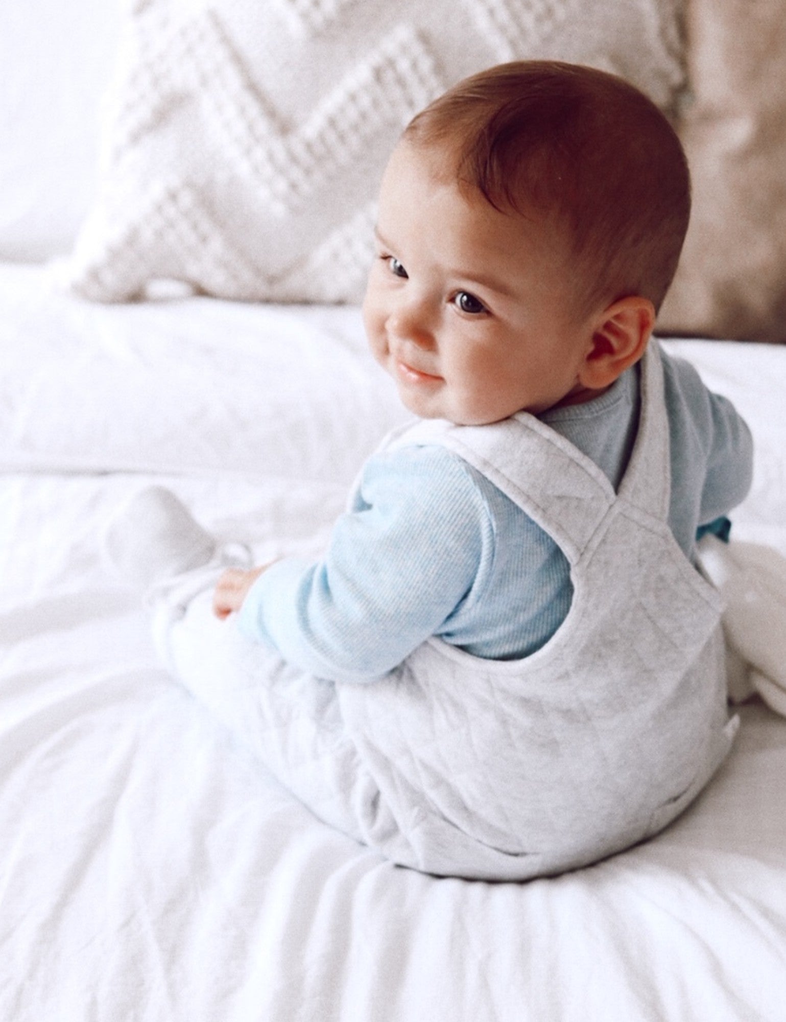 Quilted Overall - Pale Grey Melange