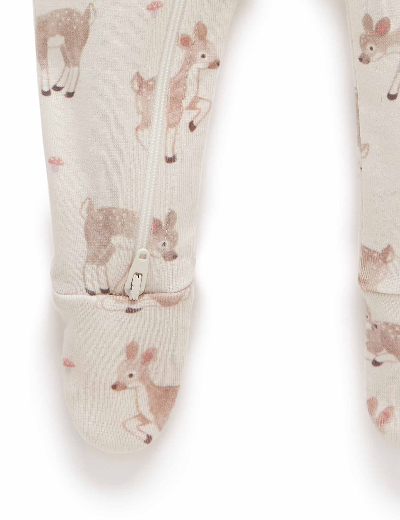 Printed Zip Growsuit - Little Fawn Print