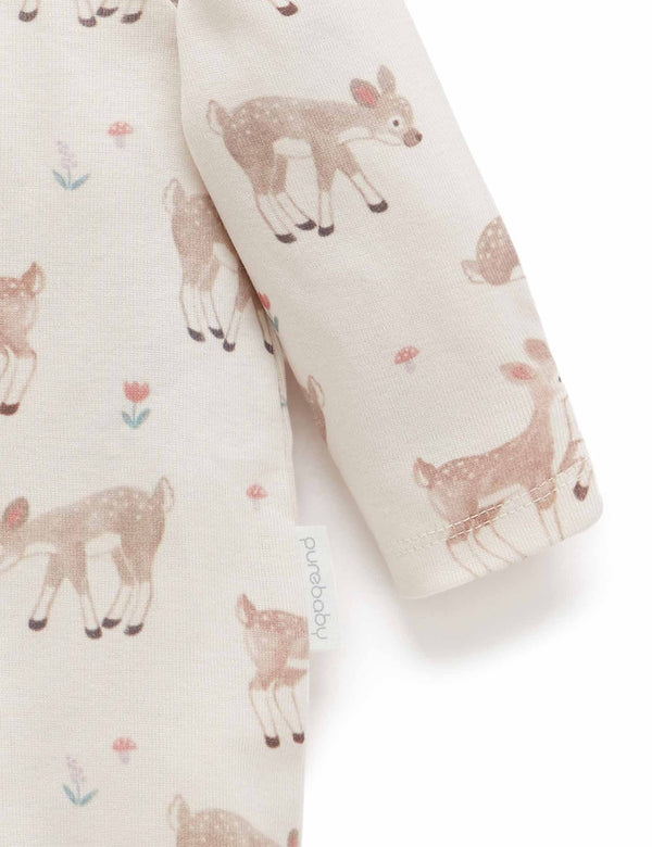 Printed Zip Growsuit - Little Fawn Print