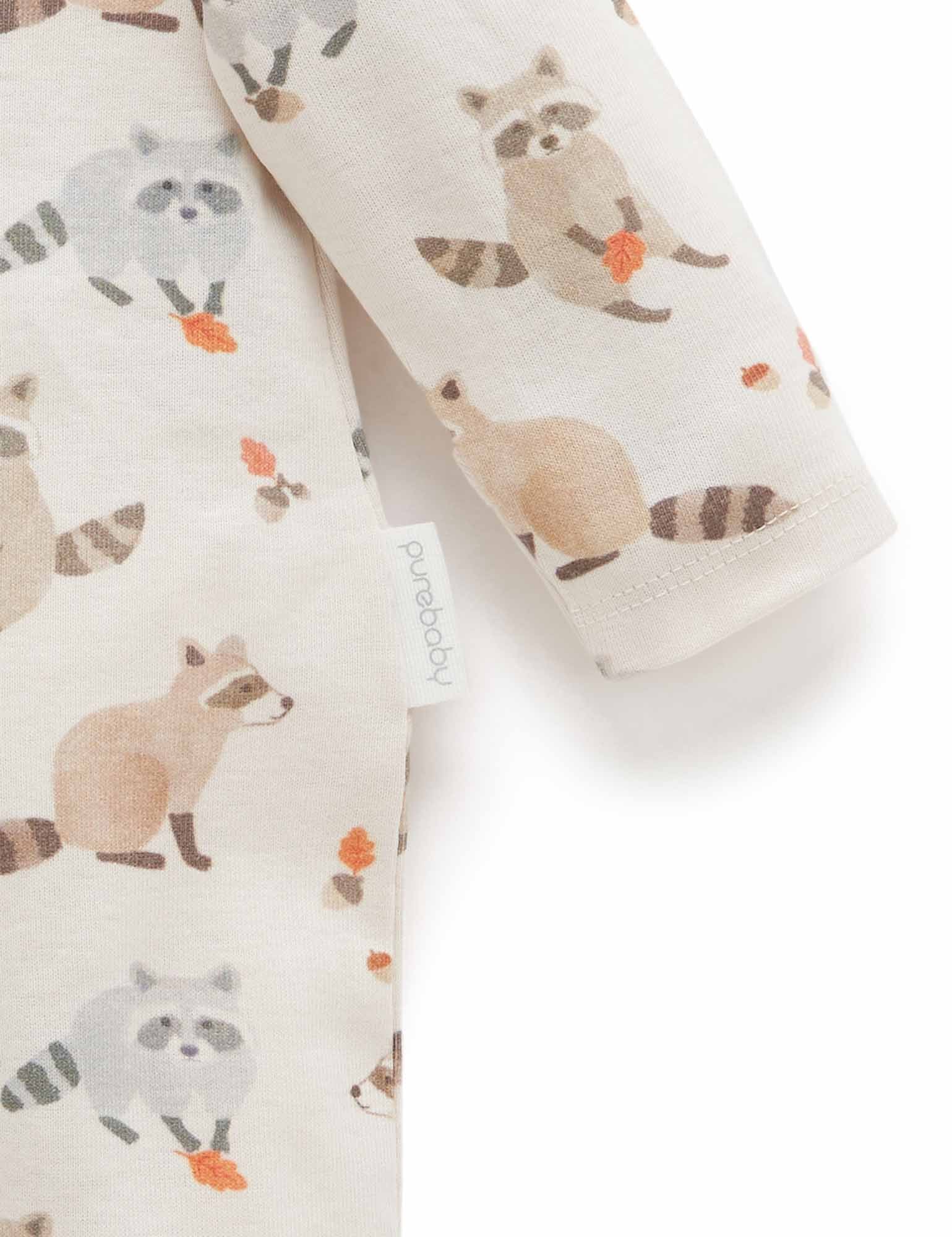 Printed Zip Growsuit - Little Raccoon Print