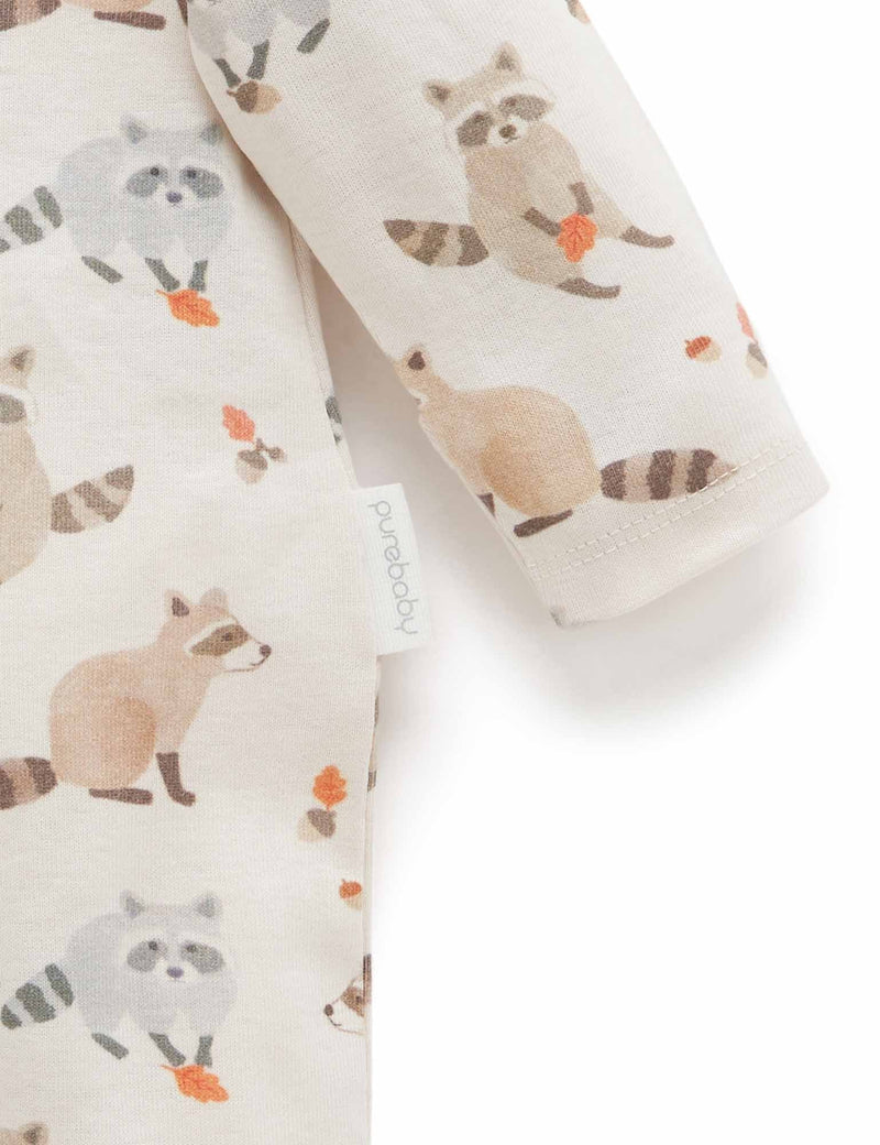 Printed Zip Growsuit - Little Raccoon Print