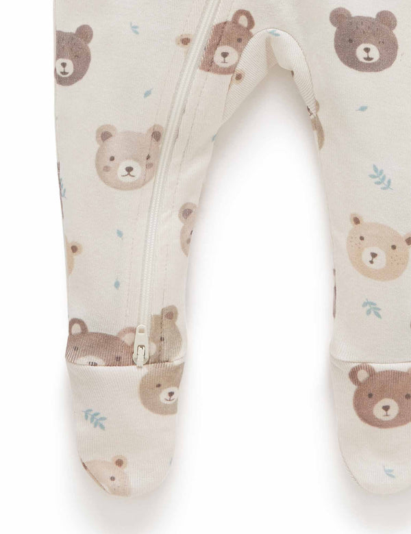 Printed Zip Growsuit - Moody Bear Print