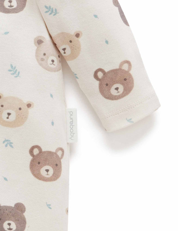 Printed Zip Growsuit - Moody Bear Print