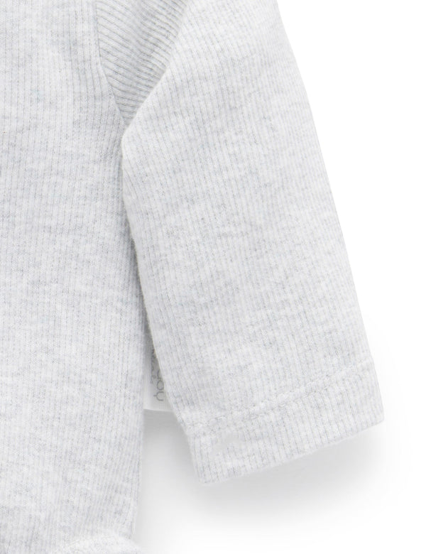 Ribbed Bodysuit Long Sleeve - Pale Grey Melange
