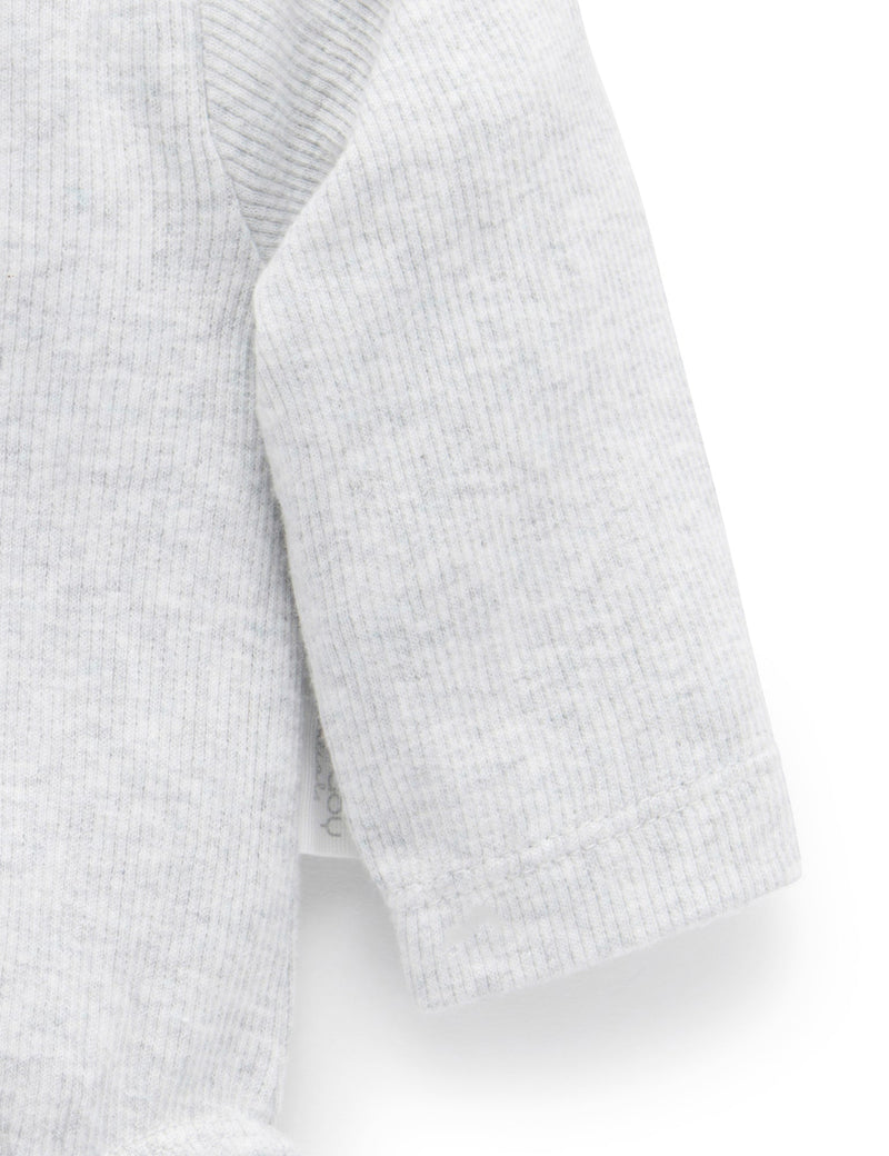 Ribbed Bodysuit Long Sleeve - Pale Grey Melange
